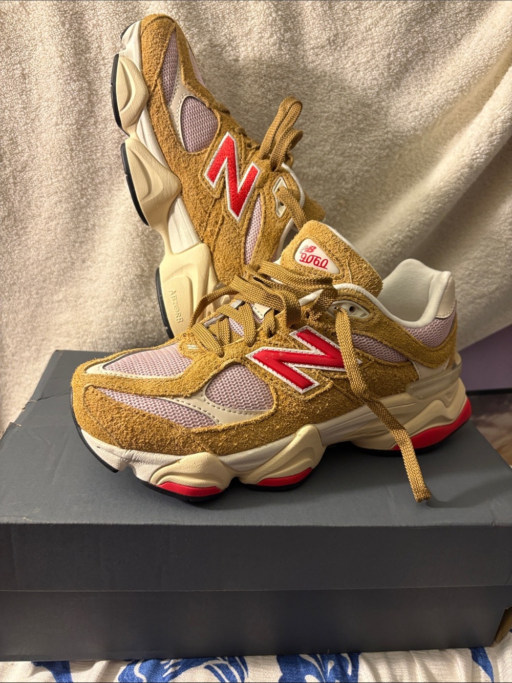 New Balance Women’s Sneakers in Mustard and Red Accents
